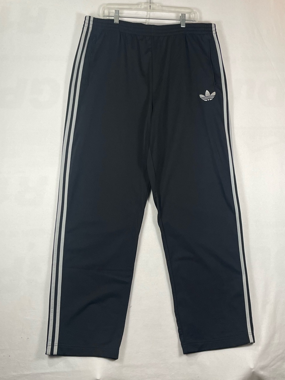 Adidas Firebird Trefoil Black Gray Stripes Track Pants Baggy Sz 2XL 38W/31.25L